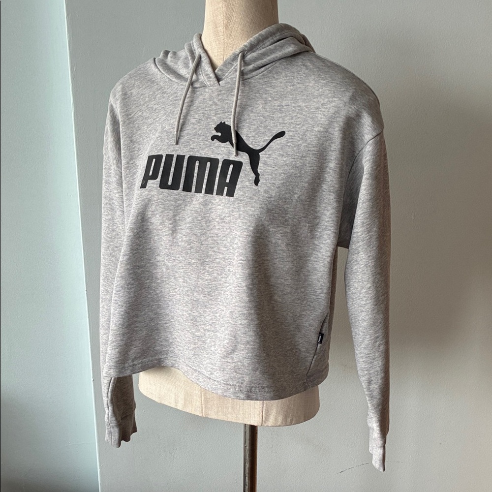 PUMA Women's Heather Gray Cropped Hoodie